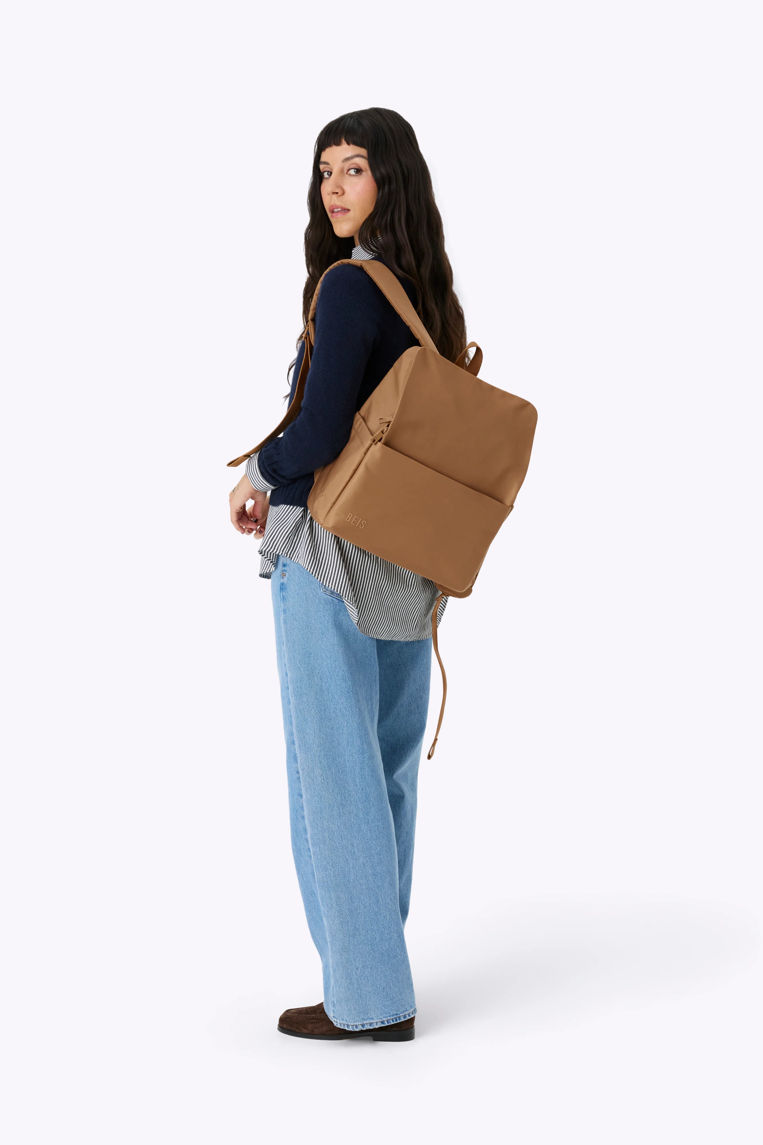 The Everyday Diaper Backpack in Camel Nylon - Image 3