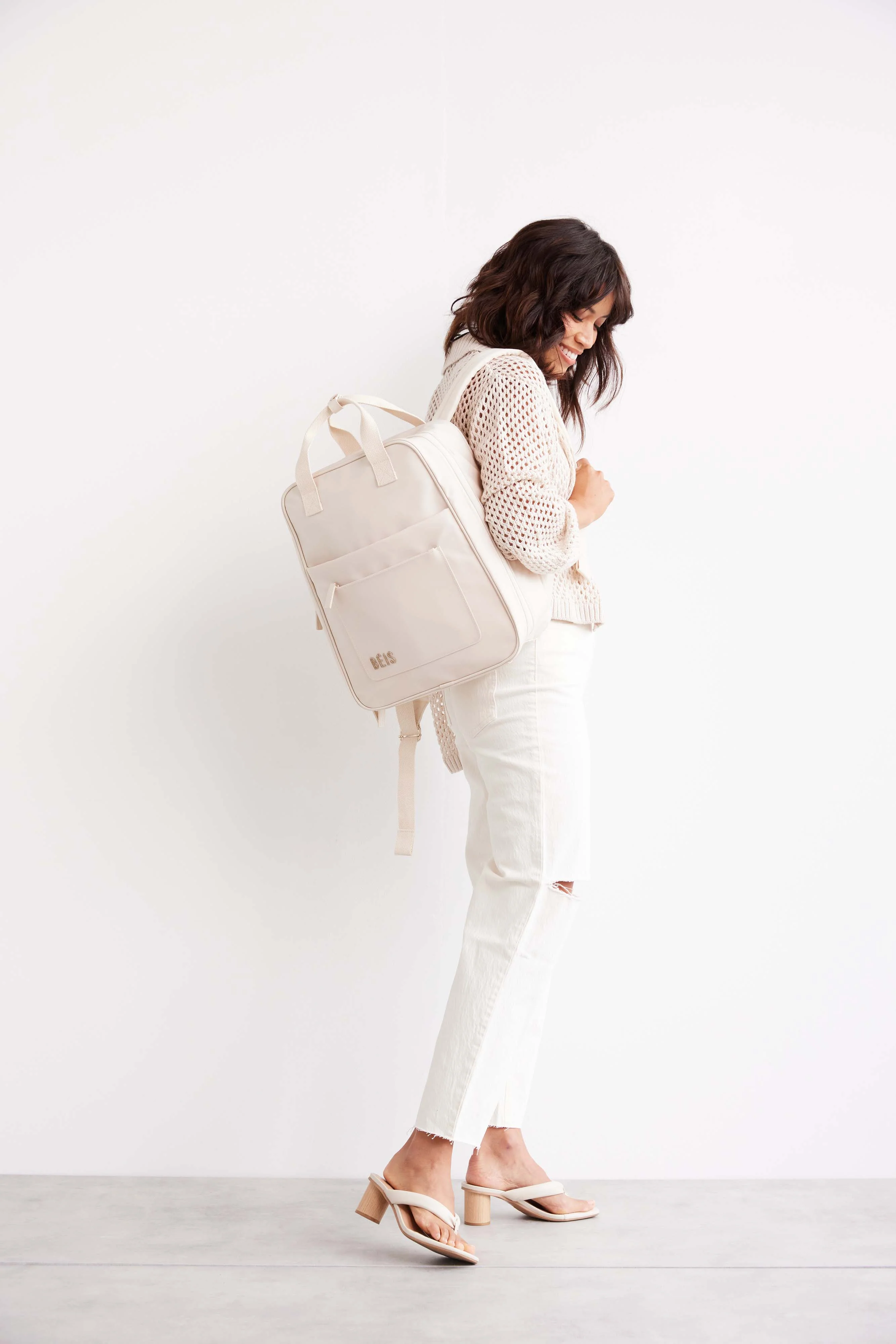 The Expandable Backpack in Beige - Image 13